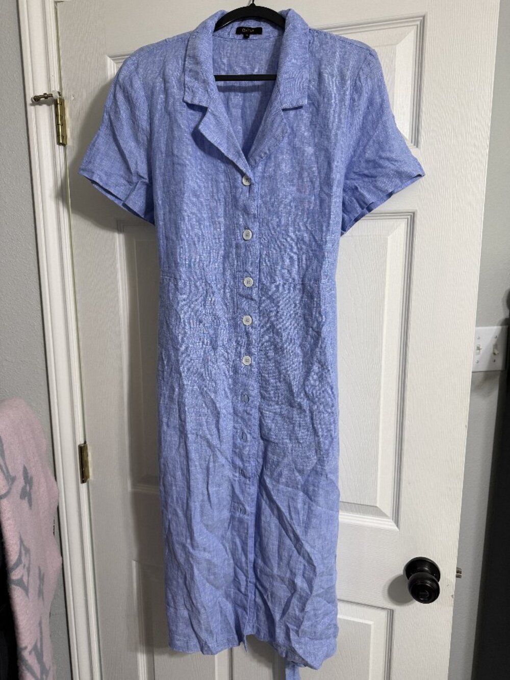 Quince 100% European Linen Button Front Dress French Blue - XL - Picture 3 of 6